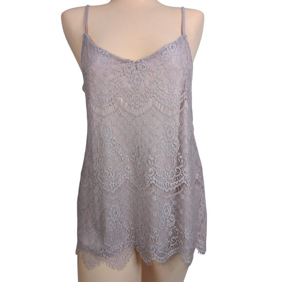 Pink Floral Crochet Lace Cami Top Mesh Medium Y2K Coquette Fairy Dainty Ethereal - Picture 1 of 7